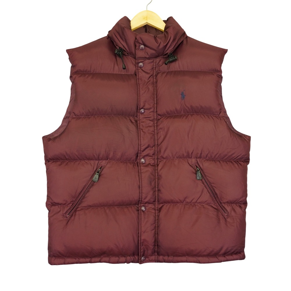 Polo Ralph Lauren Puffer Vest Men XL Burgundy Down Filled Quilted Sleeveless